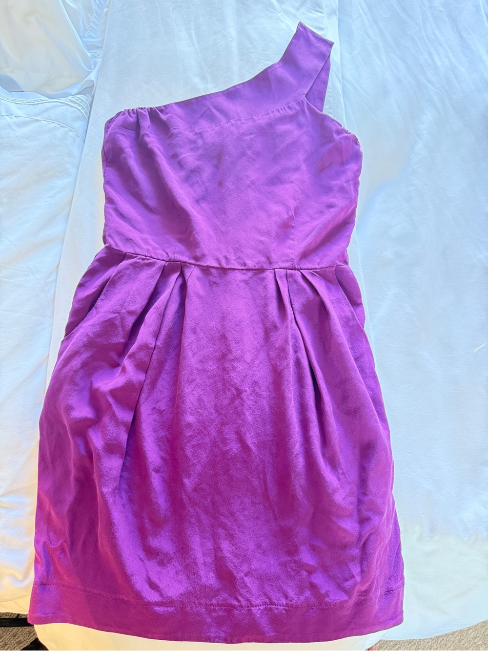 Myne One-Shoulder Violet Satin Cocktail Dress